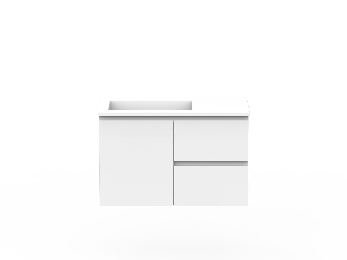 Posh Domaine 900mm Wall Hung Vanity Unit Conventional Left Hand Basin