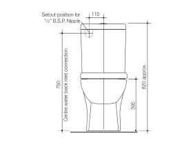 Caroma Opal II Wall Faced Close Coupled Universal Trap Back Entry Toilet Suite Soft Close Seat White (4 Star)