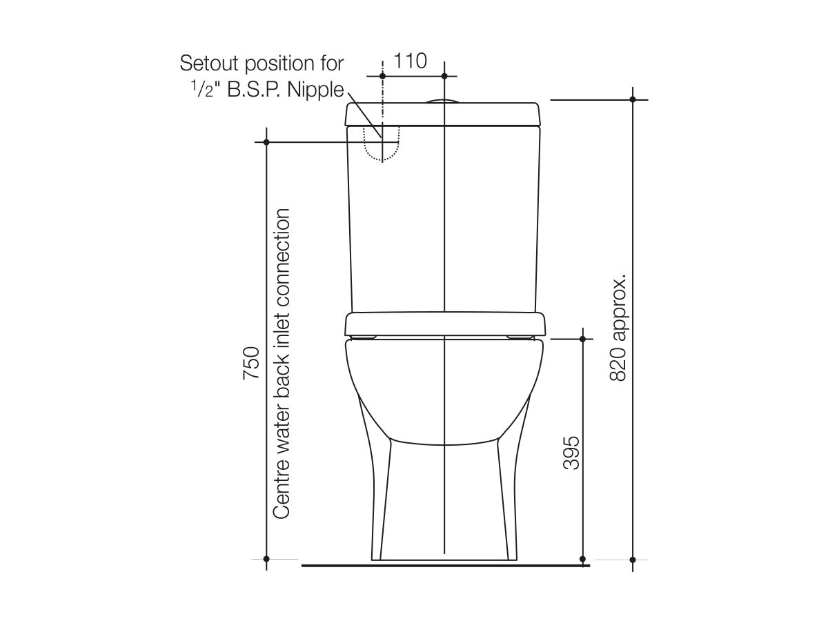 Caroma Opal II Wall Faced Close Coupled Universal Trap Back Entry Toilet Suite Soft Close Seat