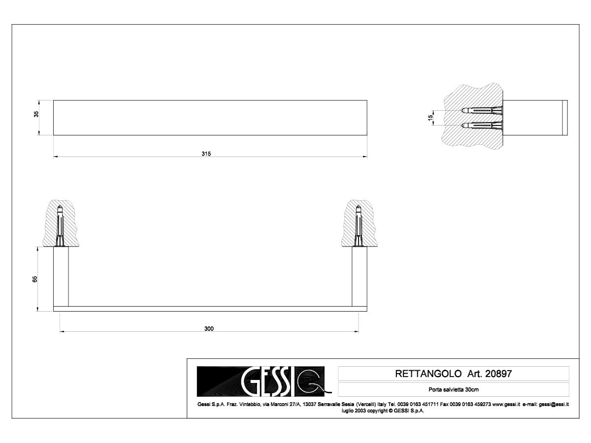 Gessi Rettangolo Towel Rail 300mm Chrome