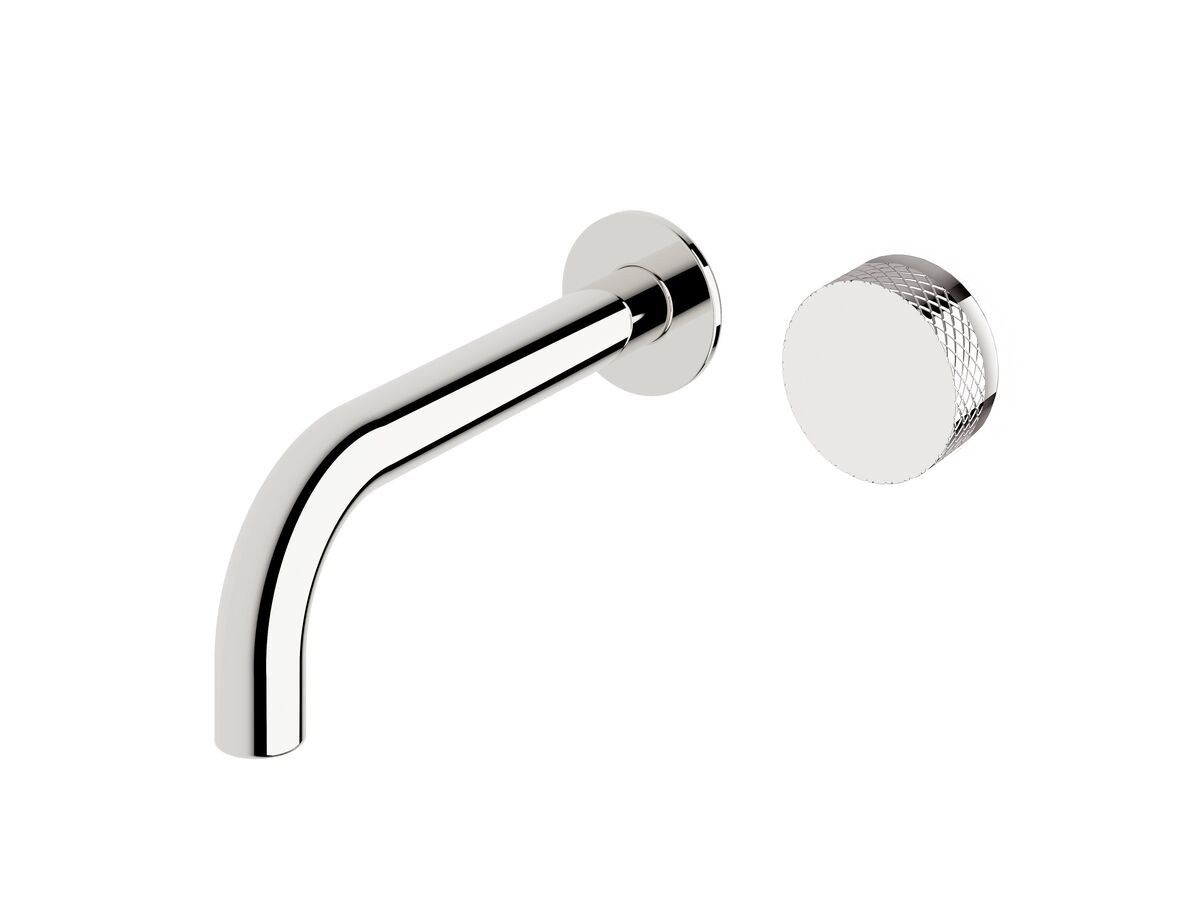 Milli Pure Progressive Wall Basin Mixer Tap System 200mm with Diamond Textured Handle Chrome