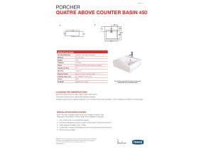 Technical Guide - Porcher Quatre Above Counter Basin 1TH 450mm White