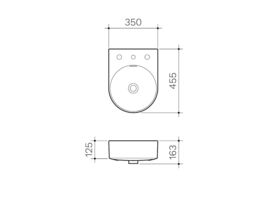 Clark Round Wall Basin with Overflow 1 Taphole including Chrome Pop-Up Waste 350mm White