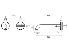 Technical Drawing - Milli Etch Progressive Wall Basin / Bath Mixer Tap Set with Round Backplate