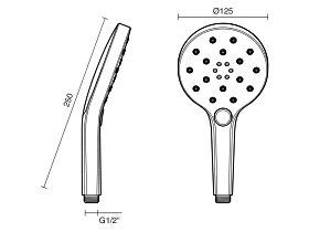 Technical Drawing - Milli Marq Edit Shower Handpiece Only (3 Star)