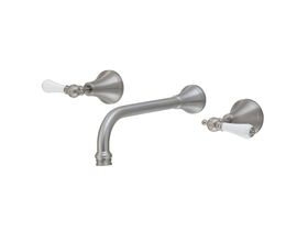 Kado Era Wall Bath Set 250mm Lever Porcelain Handle Brushed Nickel