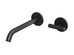 Hero - Milli Etch Progressive Wall Basin / Bath Mixer Tap Set with Round Backplate Matte Black