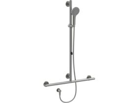 Mizu Drift 700 x 1100mm T-Shower Modular Grab Rail Kit 3 function with Push Pull Brushed Gunmetal (5 Star)