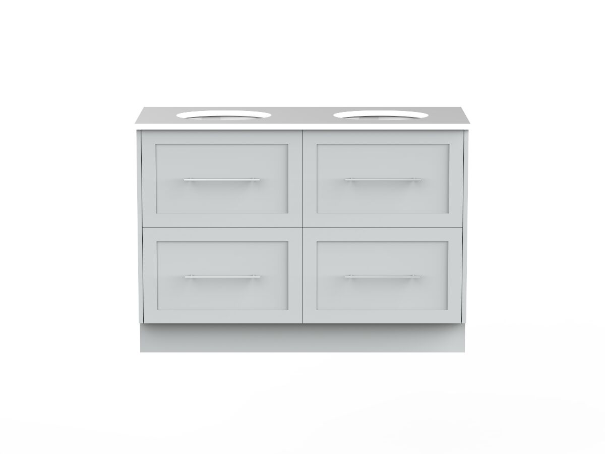 Kado Lux 1200mm Vanity Unit with Kick Caesarstone Double Bowl 4 Drawers (No Basin)