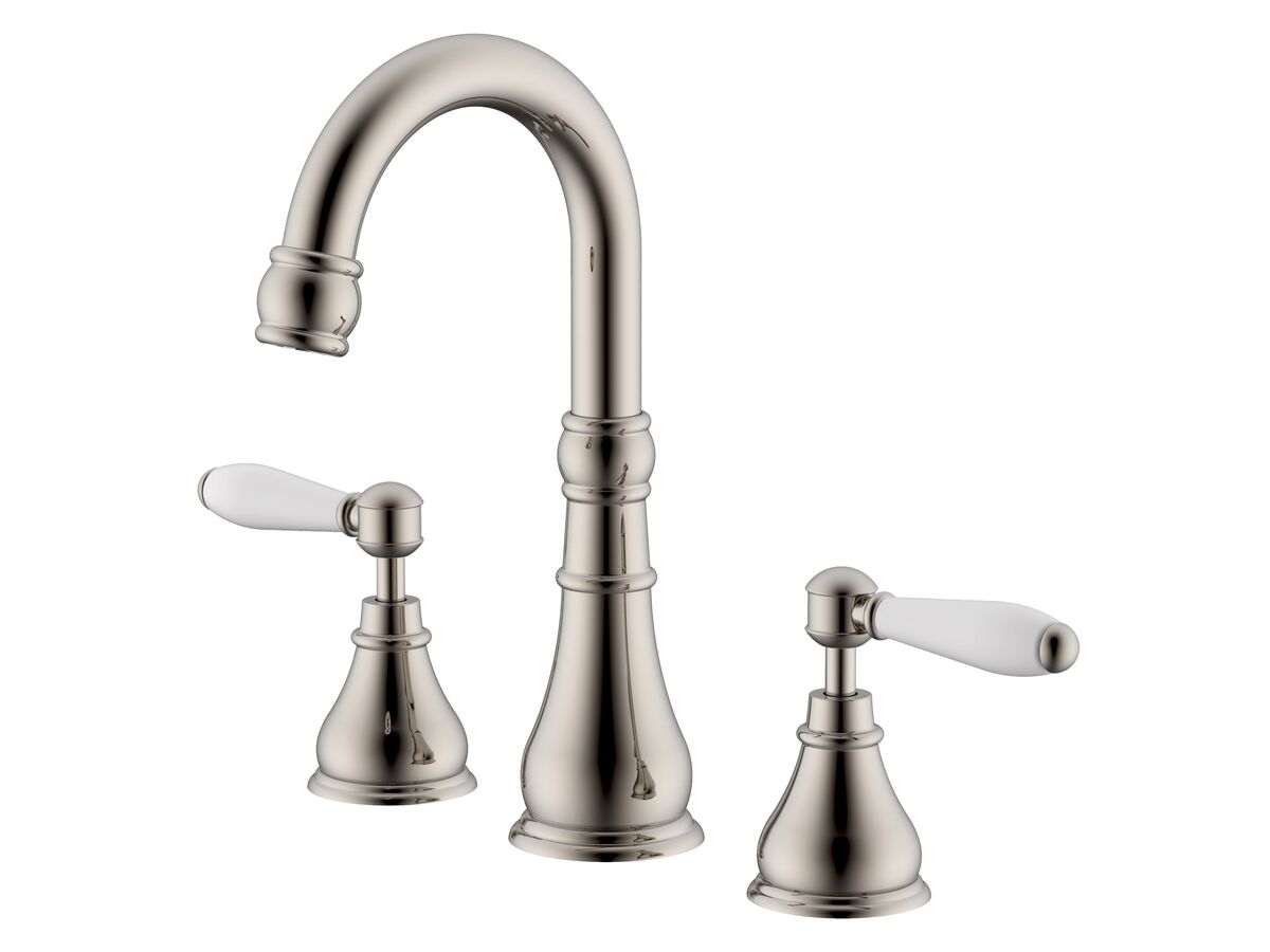 Milli Voir Gooseneck Basin Set Swivel Outlet Lever Porcelain Handles ...