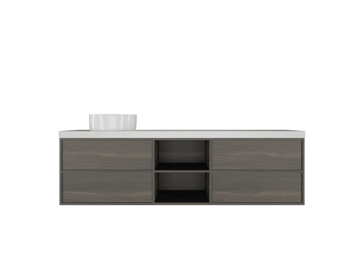 Kado Aspect 1800mm Wall Hung Vanity Unit with Shelf Single Bowl Caesarstone Top