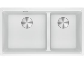 Franke City Fragranite 1.75 Bowl 430mm Bowl + 300mm Bowl Undermount Sink Pack includes Chopping Board and Rollamat Polar White