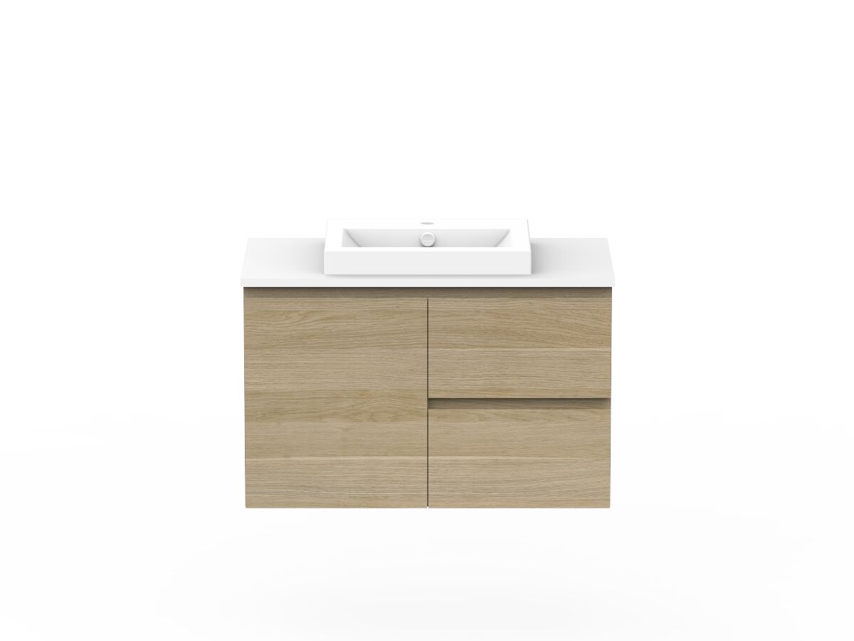 Posh Domaine Plus Conventional 900 Wall Hung Vanity Unit Caesarstone Top