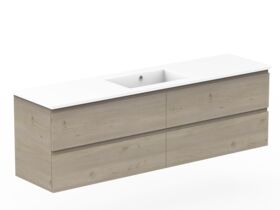 Posh Domaine All-Drawer Twin 1800mm Single Bowl Basin Wall Hung Vanity Cast Marble Top