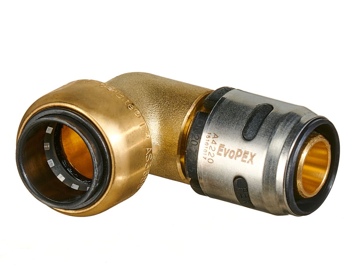 EvoPEX to Copper Push Elbow 20mm x 20mm CU