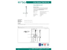Specification Sheet - Shower T Rail Slider Handshower Set with 2 Meter Hose Left Hand (4 Star)