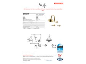 Specification Sheet - Milli Monument Edit Gooseneck Shower Set Lever Porcelain Handles Brass Gold (3 Star)