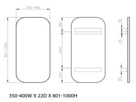 ISSY Z1 Oval Mirror Custom 350-400mm (Wide) x 801-1000mm (Height) x 22mm (Wide)