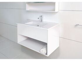 Posh Solus Wall Hung Vanity Unit Open Shelf (Acrylic Top) 1 Drawer 900mm