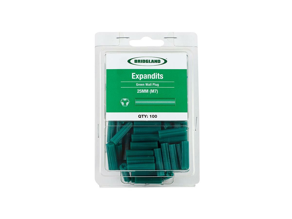 Bridgland Expandit Green 7mm x 25mm (100)