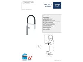 Technical Guide - GROHE Essence Professional Pull Down Sink Mixer Tap Chrome / Black (5 Star)