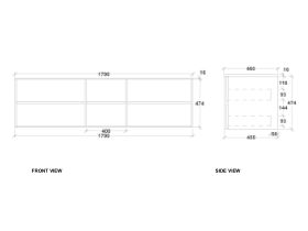 Kado Aspect 1800mm Wall Hung Vanity Unit with Shelf Single Bowl Timber Top