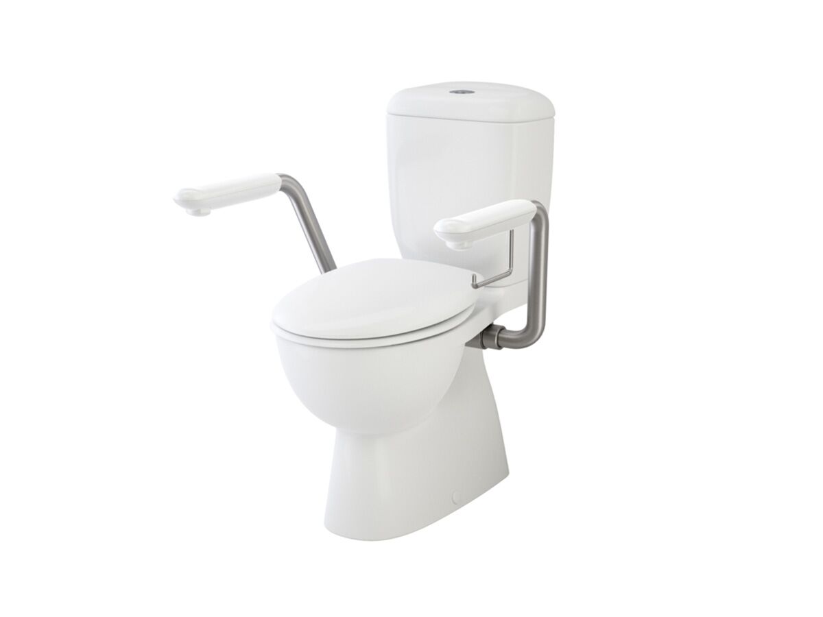 Caravelle Easy Height Close Coupled S Trap Toilet Suite with Armrests, Caravelle Seat White (4 Star)