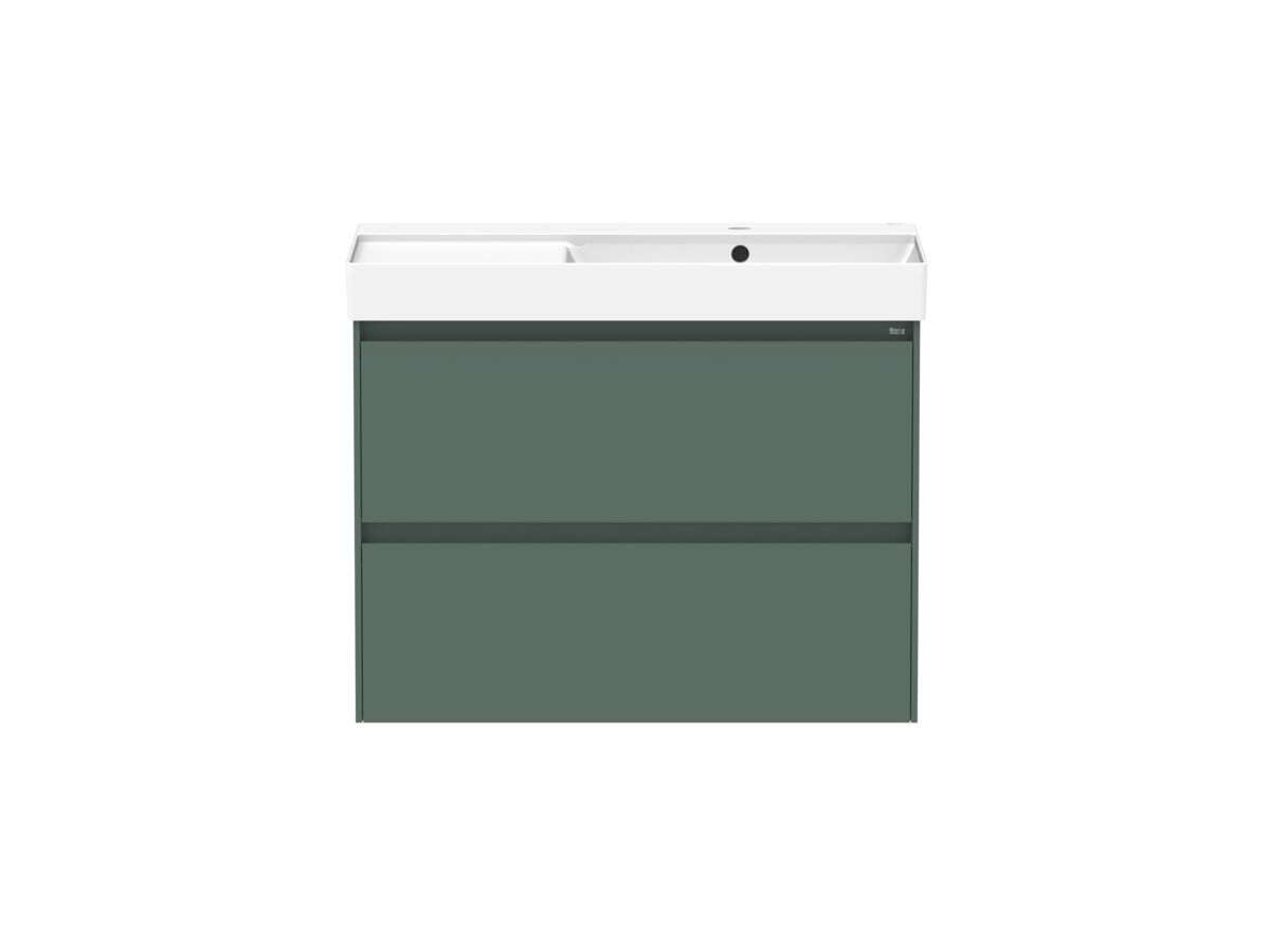 Roca Ona Vanity All Drawer Twin Right Hand Bowl 800mm Matte Green