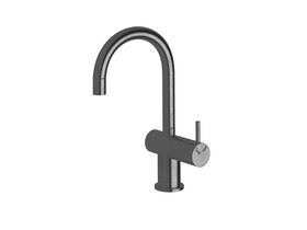 Scala Mini Basin / Sink Mixer Tap Small Curved Right Hand LUX PVD Brushed Smoke Gunmetal (5 Star)