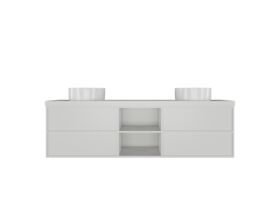 Kado Aspect 1800mm Wall Hung Vanity Unit With Shelf Double Bowl Caesarstone Top