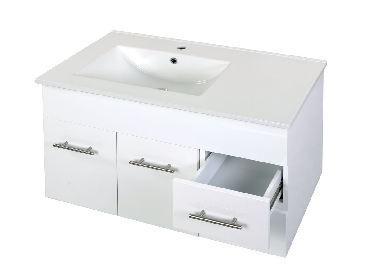 Posh Bristol MK2 900mm Wall Hung Vanity Unit Left Hand Bowl 2 Door and