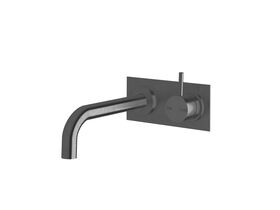 Scala 25mm Curved Wall Basin Mixer Tap System RH 200mm LUX PVD Brushed Smoke Gunmetal (6 Star)