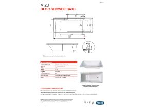 Technical Guide - Mizu Bloc Shower Bath 1700 x 780 x 400mm White