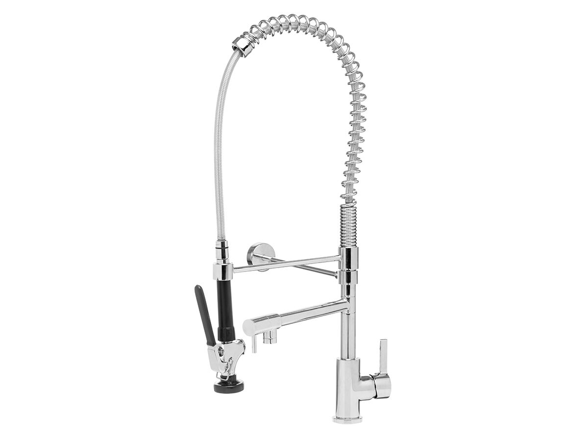 Wolfen Pre Rinse Sink Mixer Tap with Pot Filler Chrome Compact (6