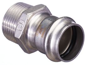 >B< Press Stainless Steel Male Straight Connector 28mm x 1""