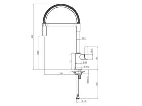 Technical Drawing - Nobili Flag Pull Down Sink Mixer (5 Star)