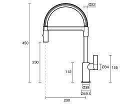 Technical Drawing - Nobili Flag Pull Down Sink Mixer