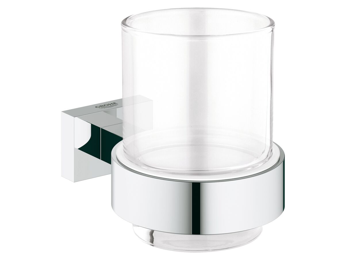 GROHE Essentials Cube Accessories Tumbler and Holder Chrome from Reece