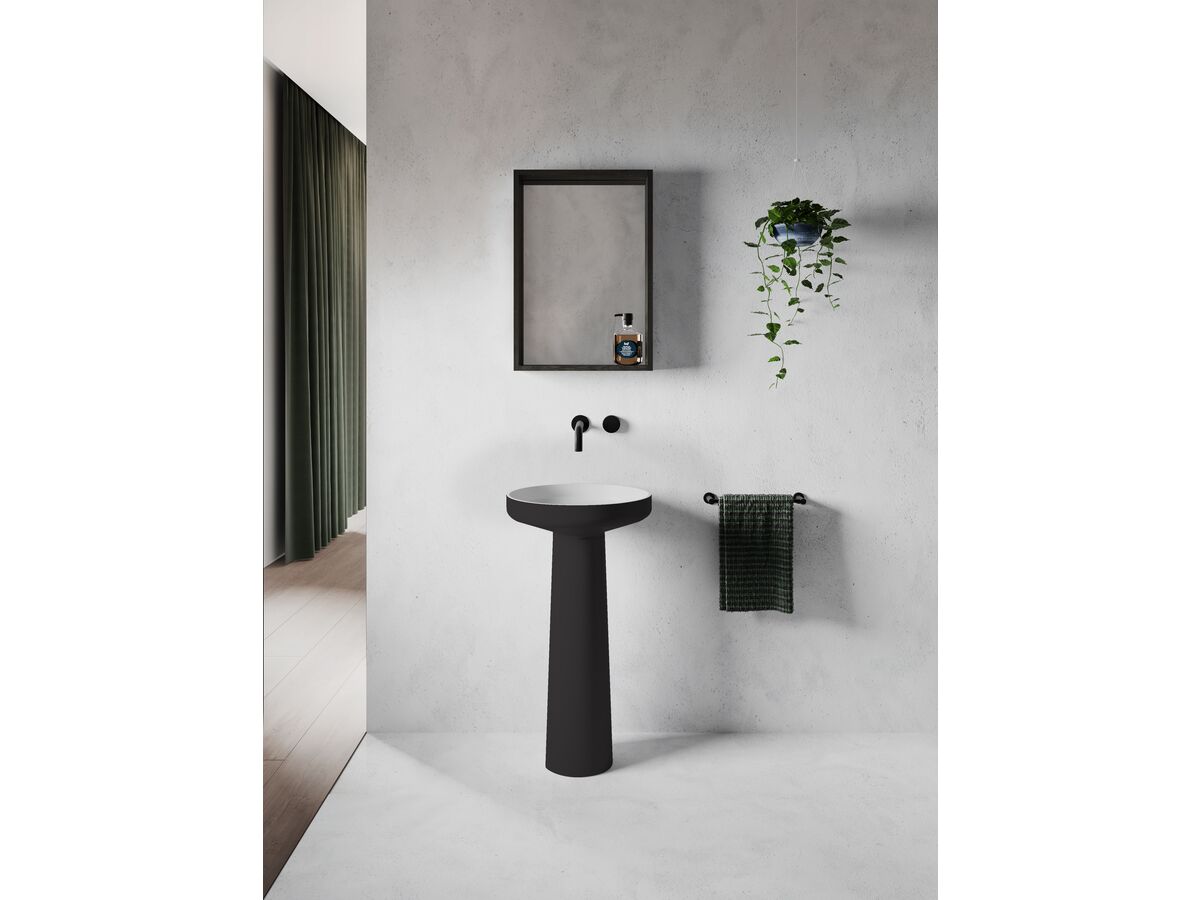 Venice 450 Basin and Pedestal Solid Surface Softskin Charcoal