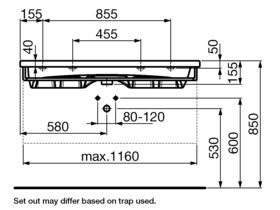 LAUFEN Palomba Wall Basin with Fixing Bolts 1200x500mm 1 Taphole White