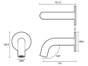 Mizu Drift MK2 Basin/Bath Outlet 110mm (6 Star) Lead Free