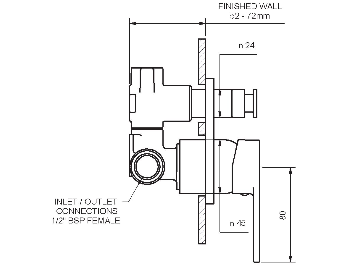 Yeva Shower/ Bath Diverter with Round Plate Chrome