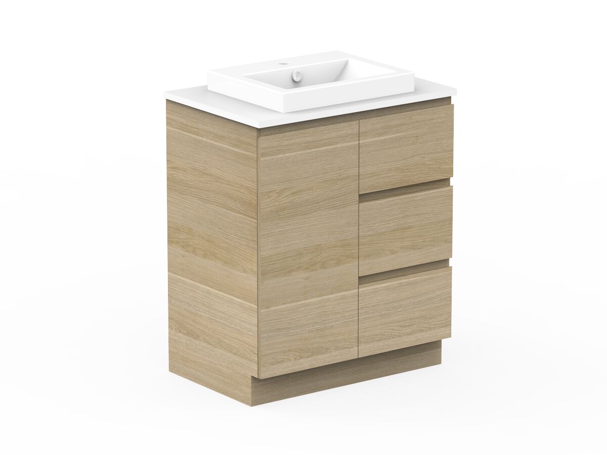 Posh Domaine Plus Conventional 750 Floor Mount Vanity Unit Caesarstone Top