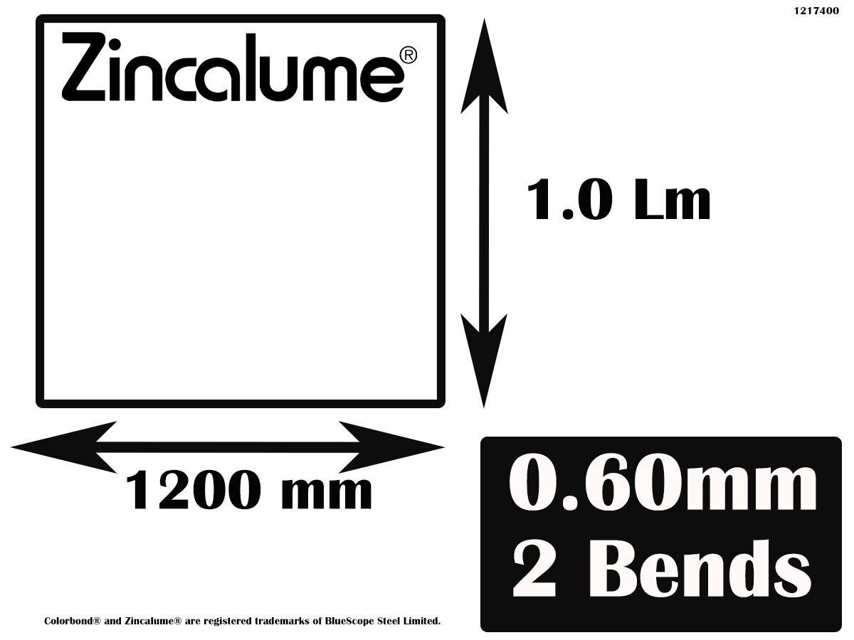 Flashing Zinc 2 Bend .60mm 1200mm