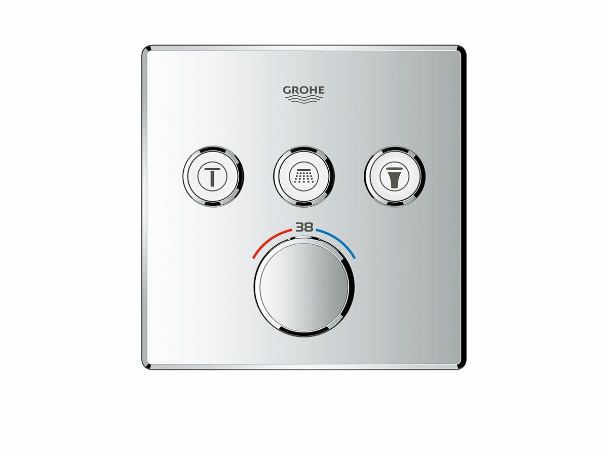 GROHE SmartControl Thermostat 3 Button Square Chrome