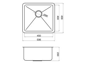 AFA Cubeline Single Bowl Undermount Sink 506mm Stainless Steel