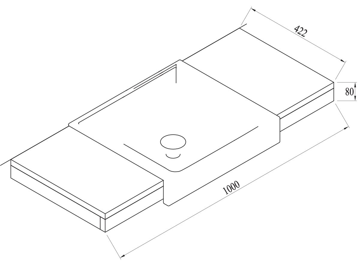 AXA Cento Wall Basin with Shelves No Taphole 1000mm White/ Walnut