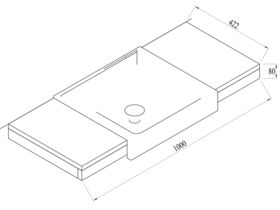 AXA Cento Wall Basin with Shelves No Taphole 1000mm White/ Walnut