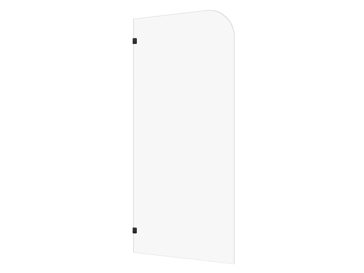 Hero - Kado Lux Frameless Curved Panel with Wall Clips Clear Glass 1000mm Matte Black