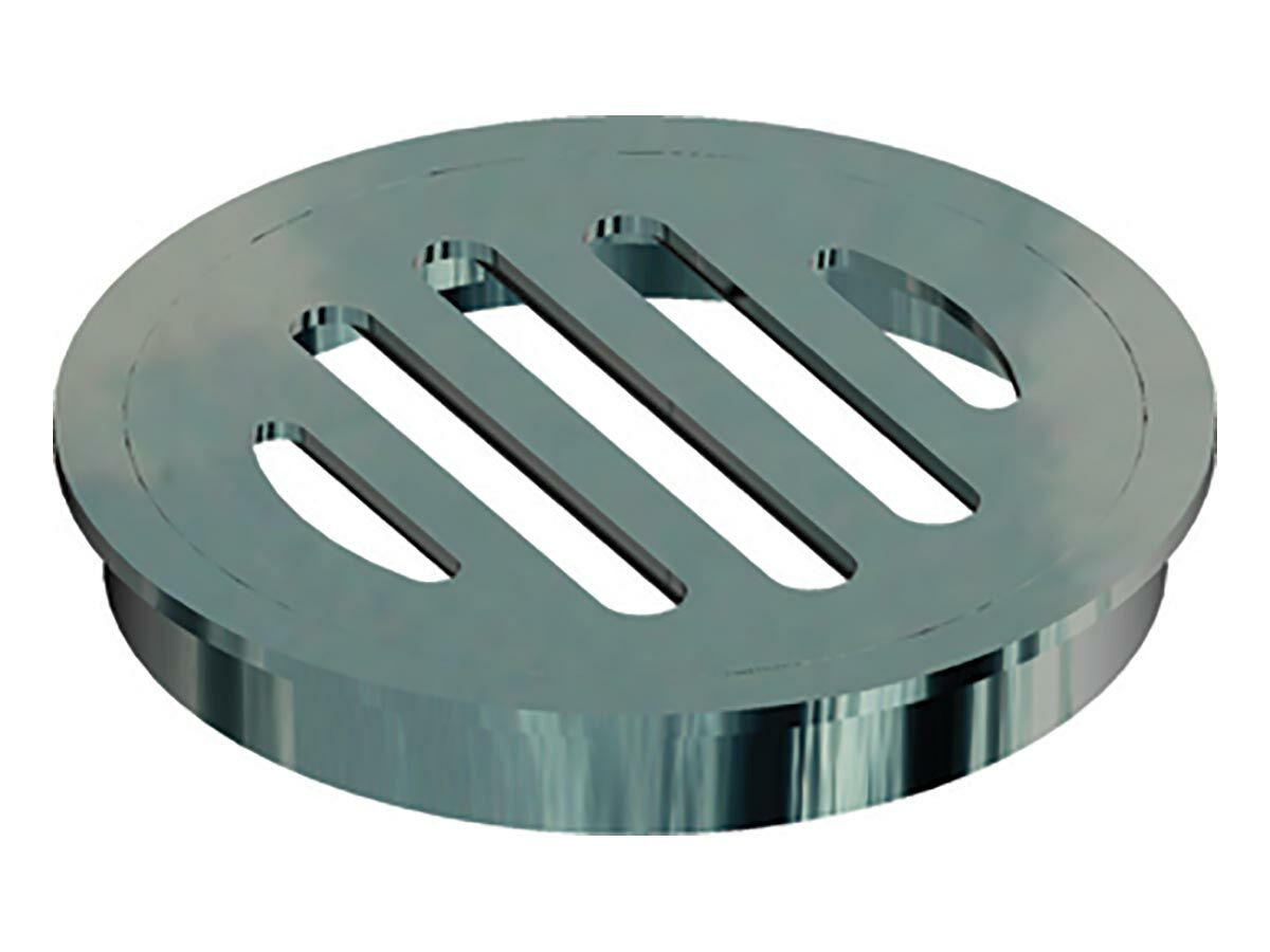 Stubby Floor Grate Brass Round Slotted Chrome 80mm